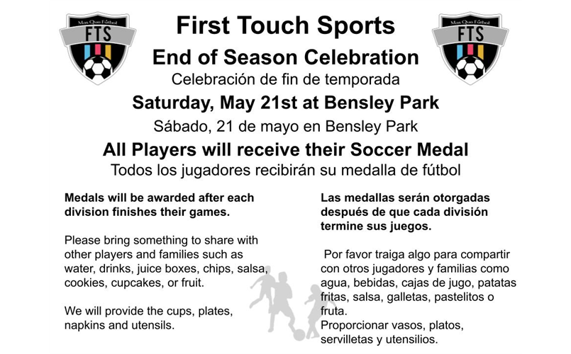 End of Season Celebration Saturday, May 21
