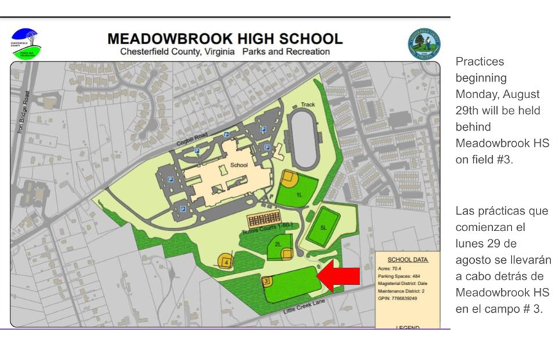 Map to Meadowbrook HS Field #3